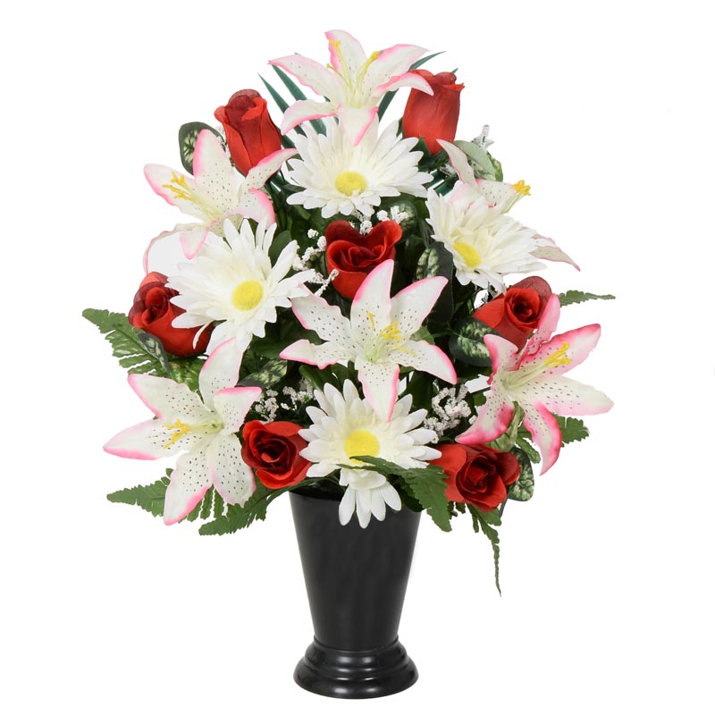 Vase lesté fleurs artificielles 