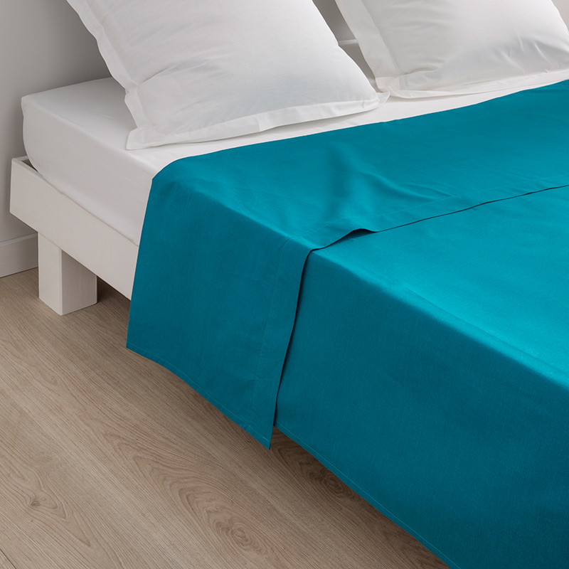 Drap plat 'Dream' bleu paon 180x290cm - L'Incroyable