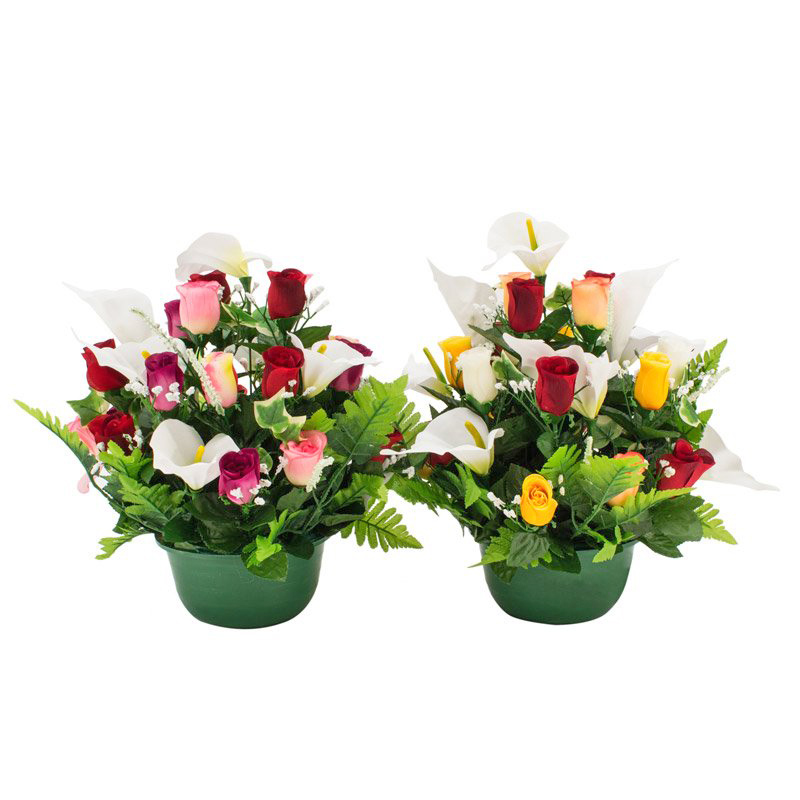 Potée lys et boutons de roses