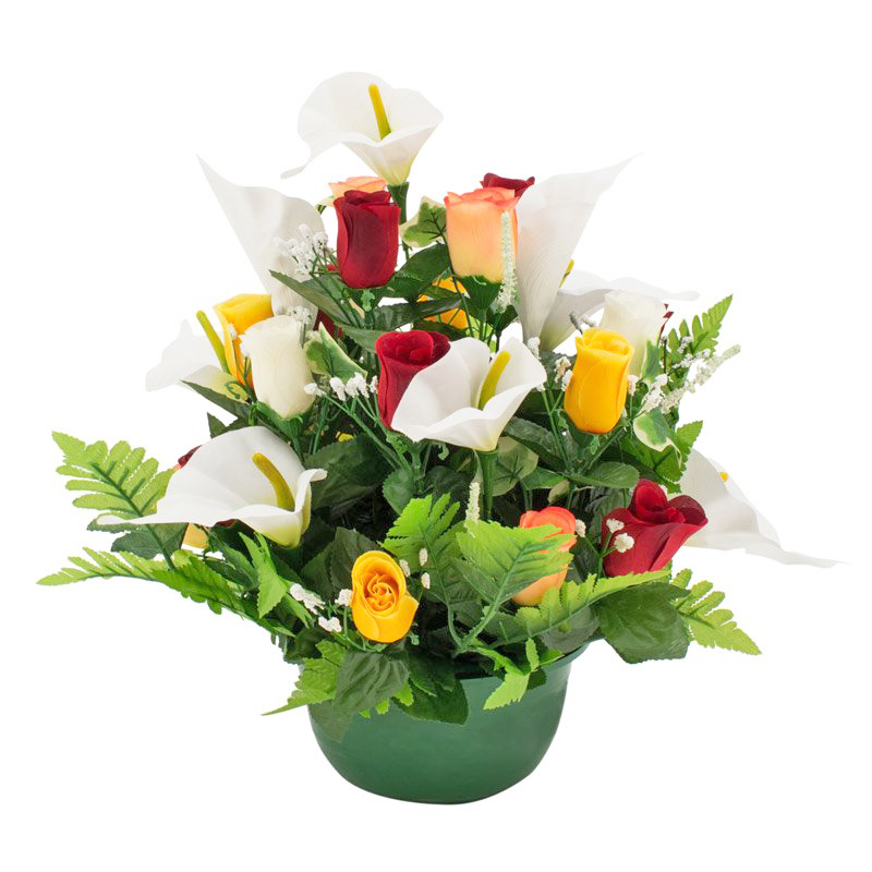 Potée lys et boutons de roses