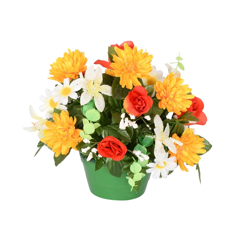 Potée boutons roses et marguerites