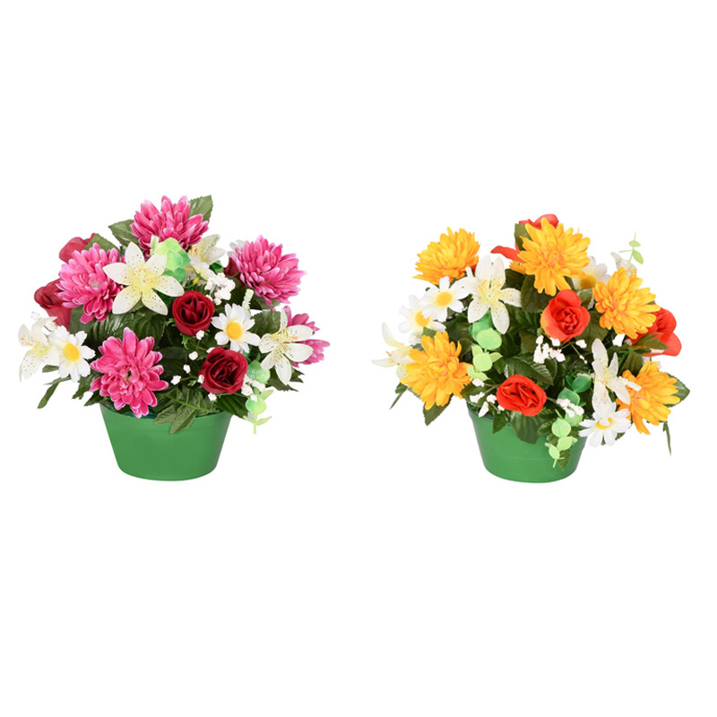 Potée boutons roses et marguerites