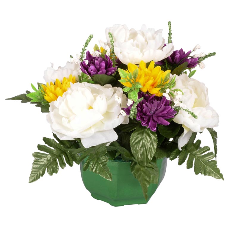 Potée de mums et pivoines