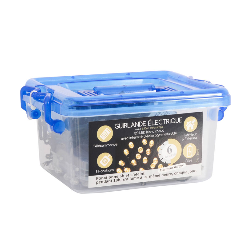 Guirlande électrique 120 LED blanc chaud 2.4M