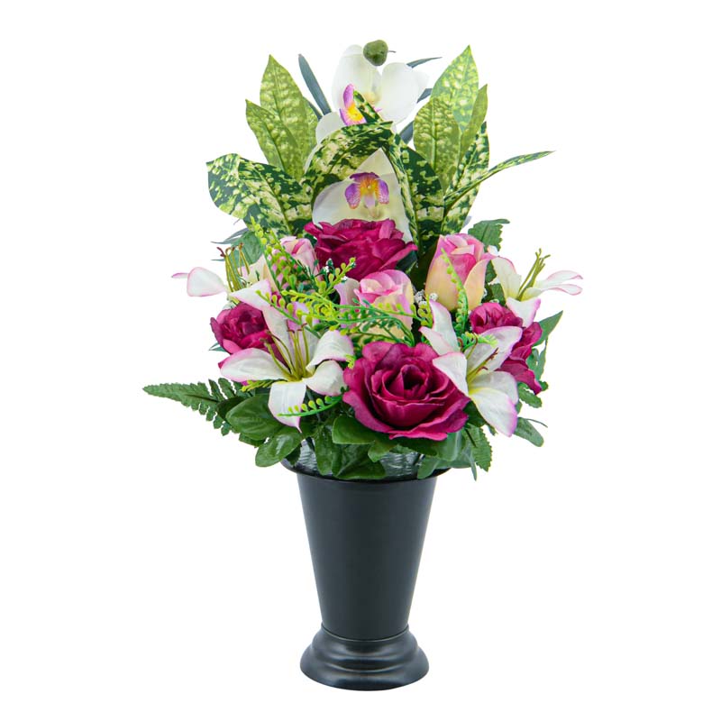 Vase lesté fleurs artificielles 