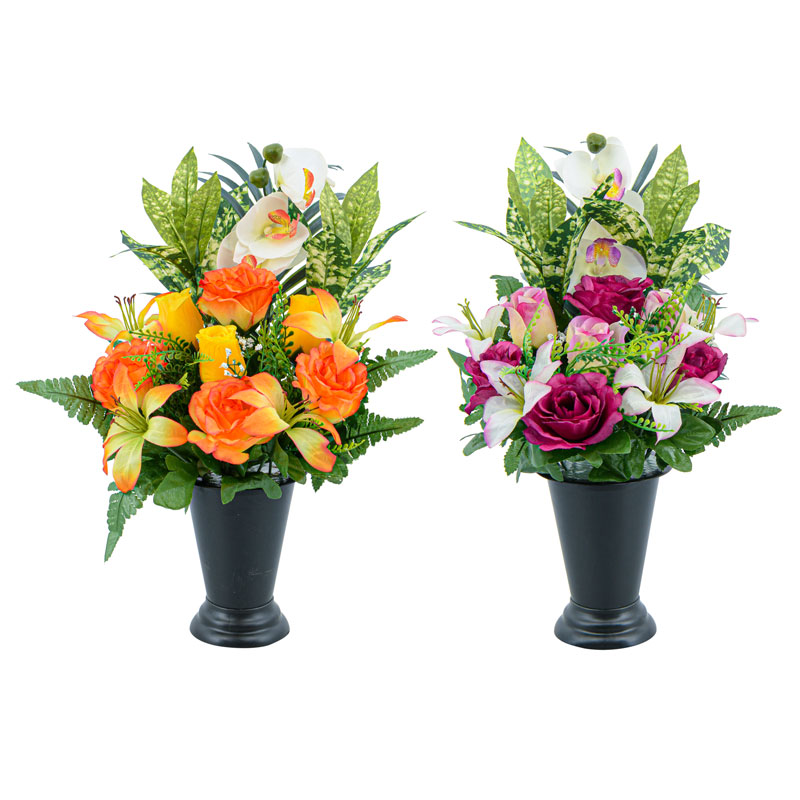 Vase lesté fleurs artificielles 