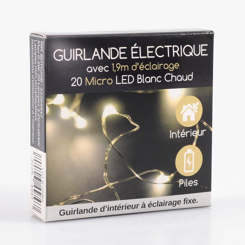 Guirlande 20 micro LED blanc chaud blanc chaud - L'Incroyable