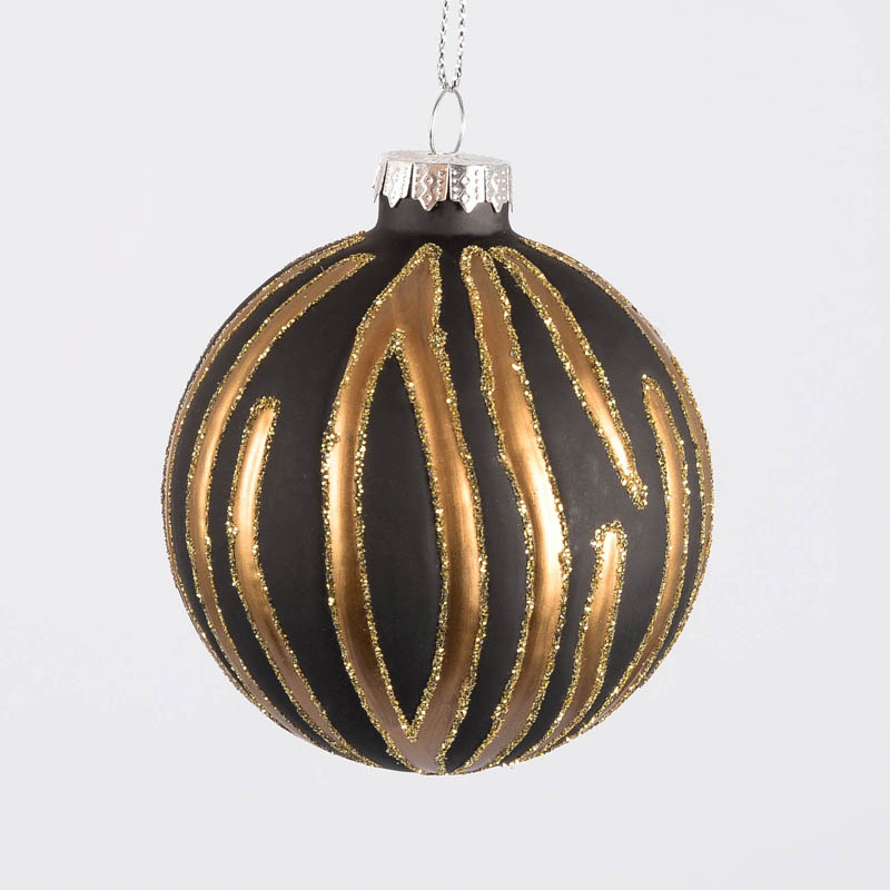 Jungle boule verre zébrée dorée 8cm