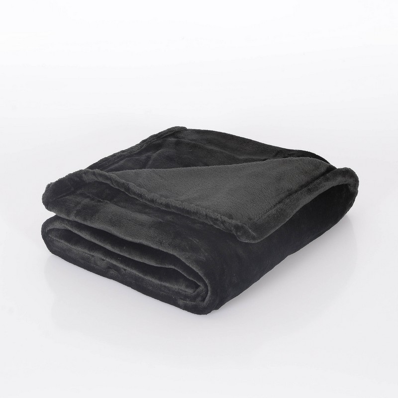 Plaid microfibre super doux 'Alaska' noir