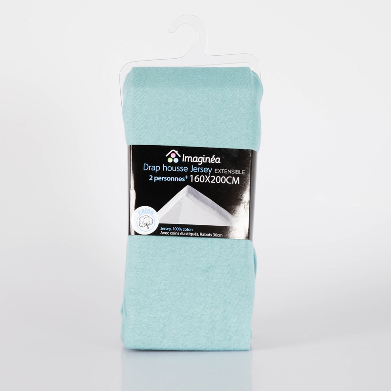 Drap housse jersey bleu acier