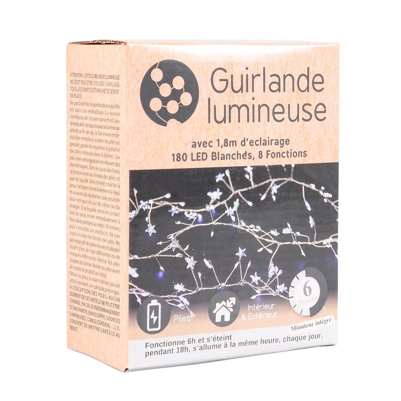 Guirlande lumineuse 180 LED blanches