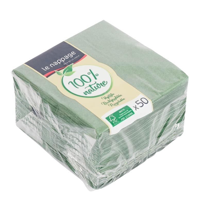 50 serviettes vert sapin
