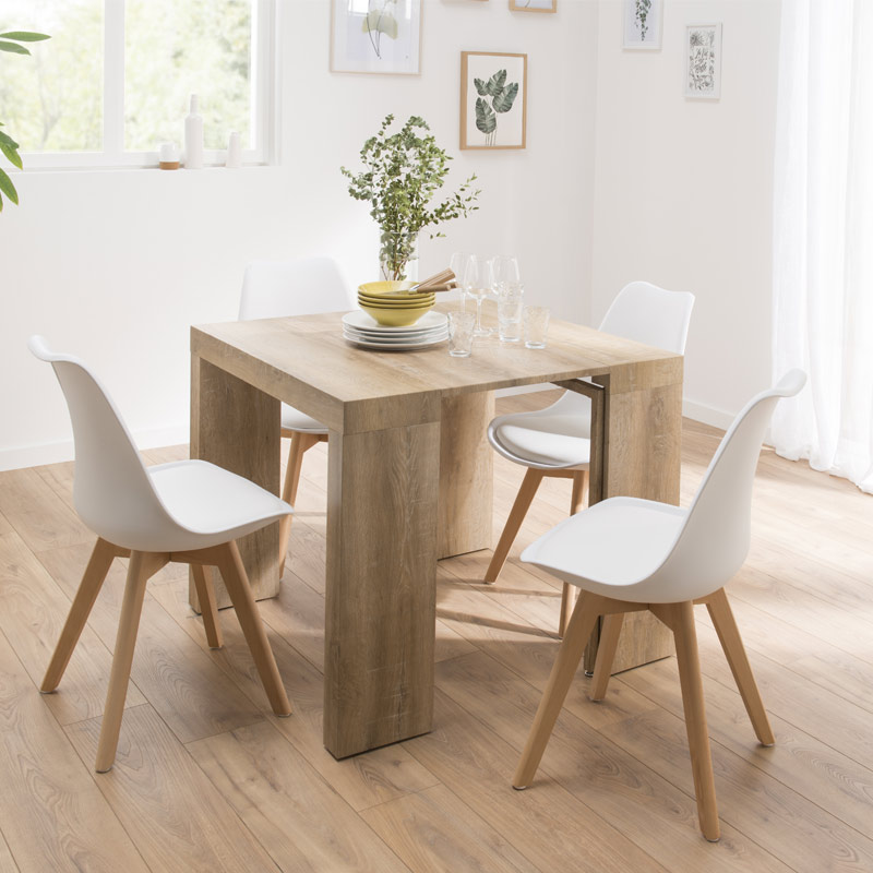 Table extensible 'Easy' bois en 90% mdf 10% metal - L'Incroyable