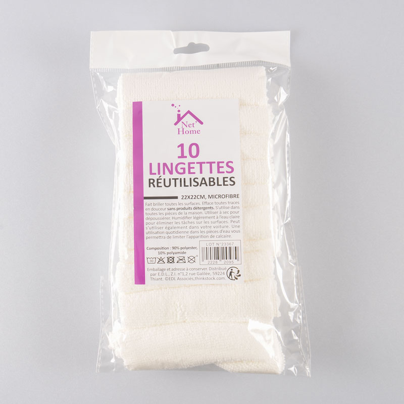 10 lingettes microfibre réutilisables - L'Incroyable
