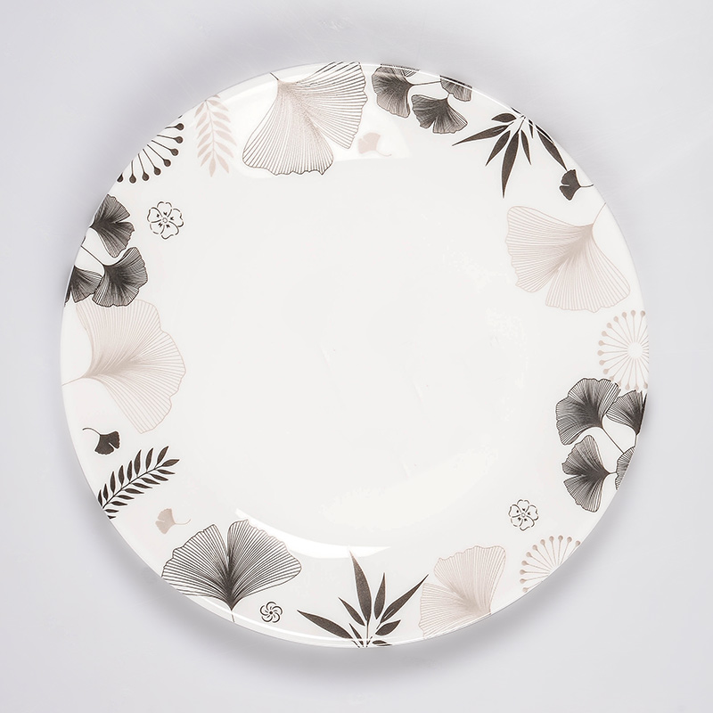 Assiette plate 'Nara' blanc/noir en opale - L'Incroyable