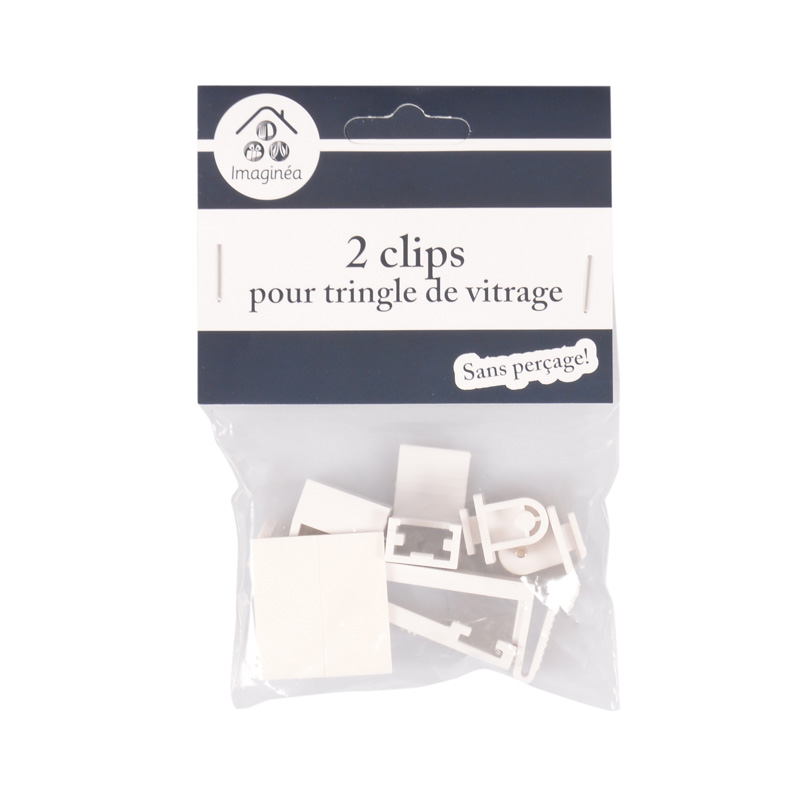 Set 2 clips tringle pour vitrage