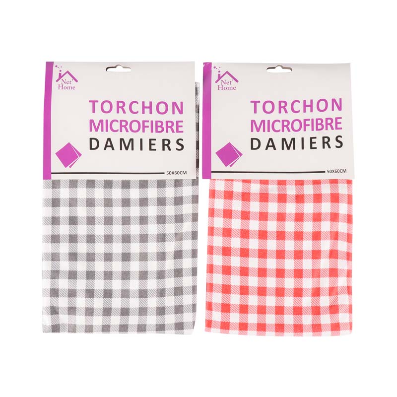 Torchon microfibre carreaux