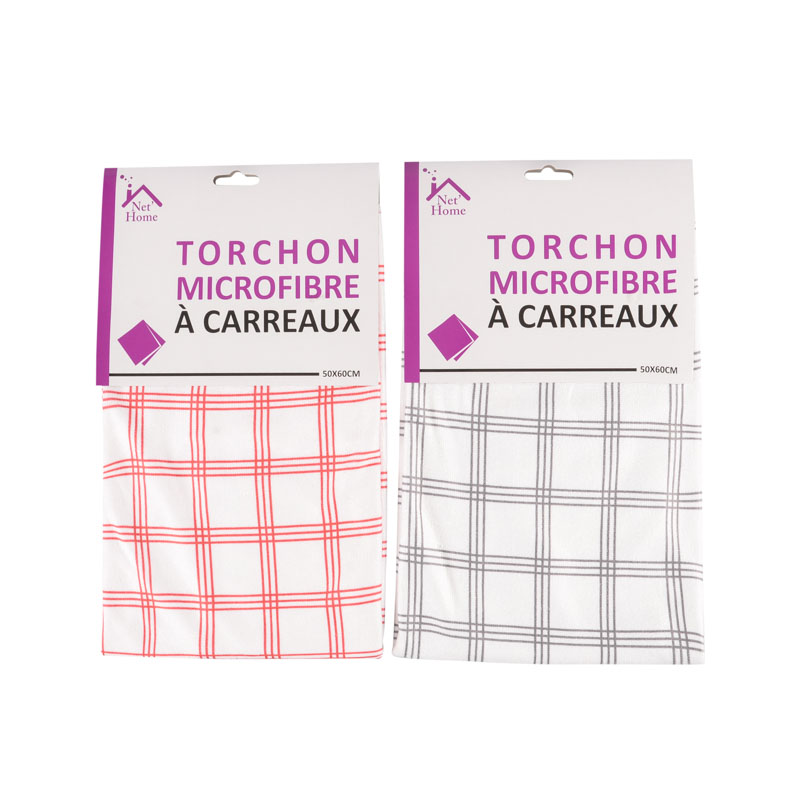 Torchon microfibre carreaux