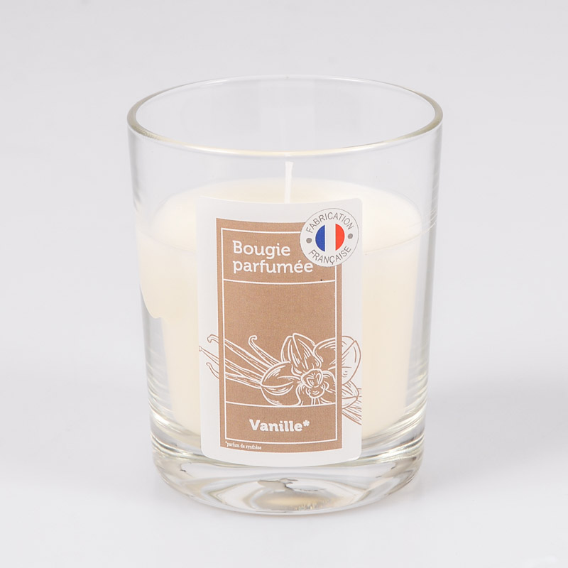 Bougie parfumée 'vanille' dans verre