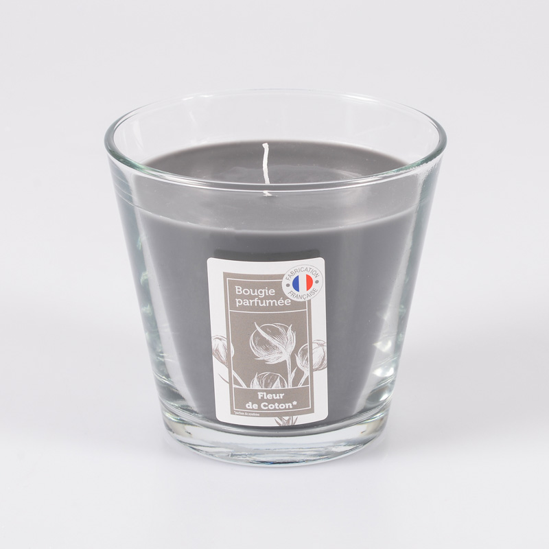 Bougie parfumée 'fleur de coton' dans verre