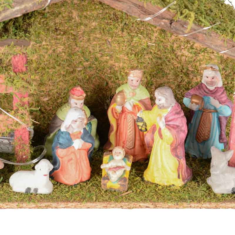 Crèche lumineuse et ses 9 sujets 'Nativity'