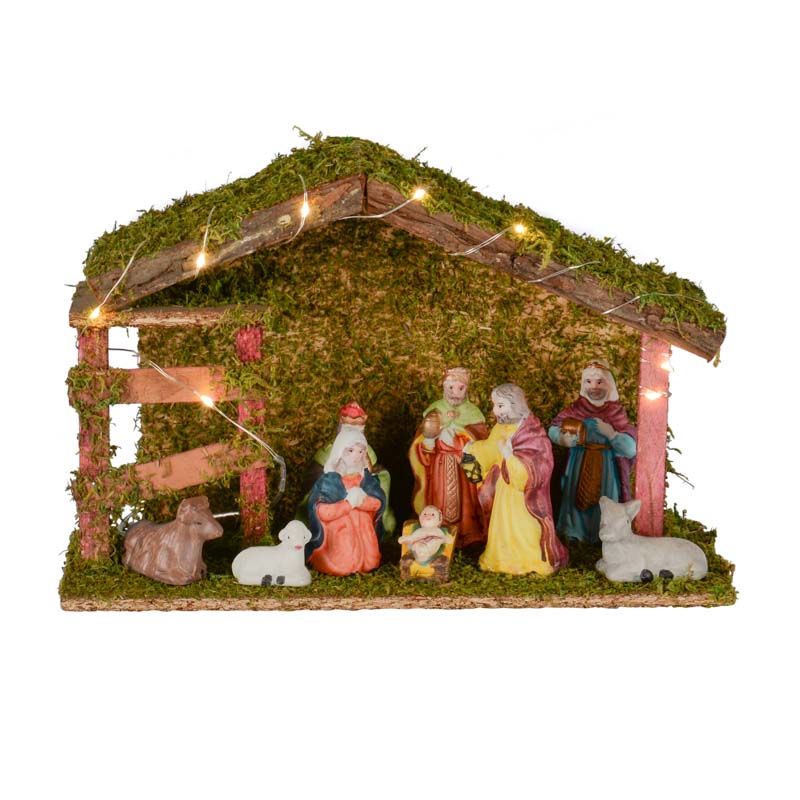 Crèche lumineuse et ses 9 sujets 'Nativity'