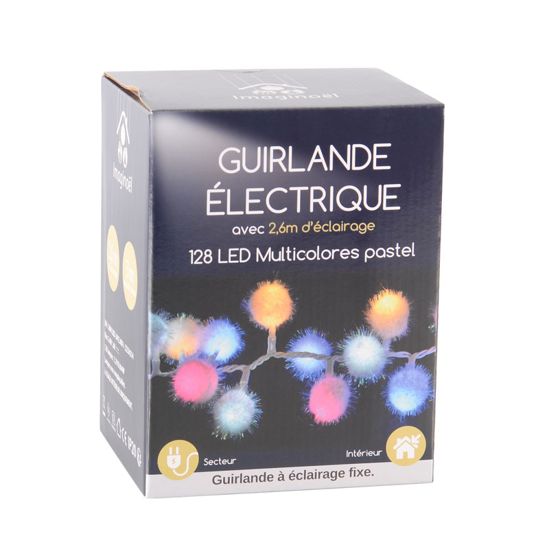 Guirlande électrique 128 LED coton pastel