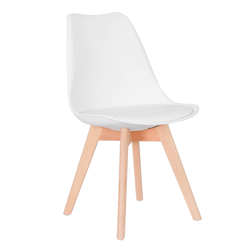 Chaise scandinave 'Suzy' blanche pieds hêtre