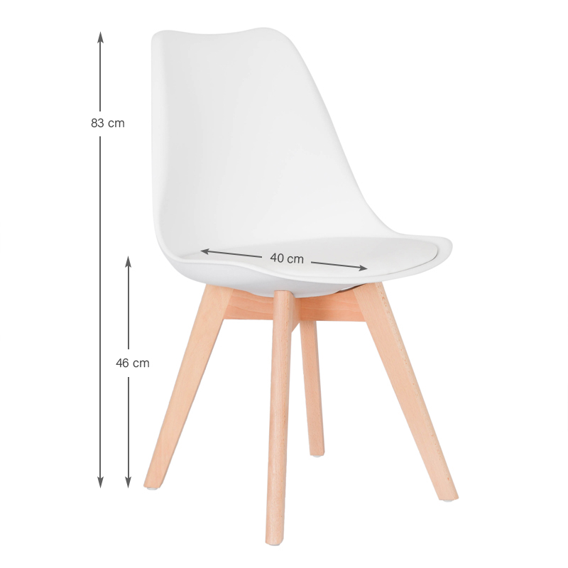 Chaise scandinave 'Suzy' blanche pieds hêtre