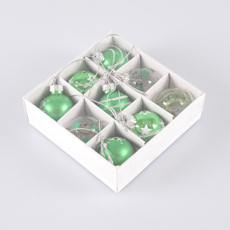 9 boules en verre 'Holly Jolly'