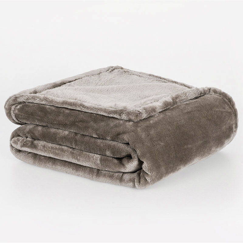 Plaid microfibre super doux 'Alaska' taupe