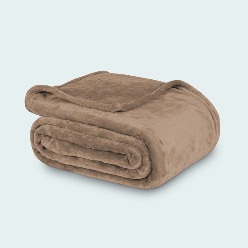 Plaid microfibre super doux 'Alaska' taupe