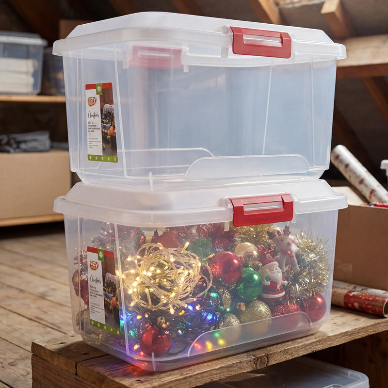 Boîte de rangement transparente 31L 