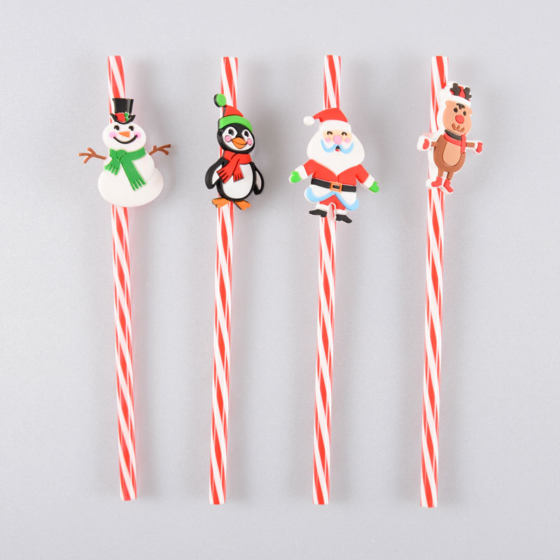 4 pailles réutilisables de Noël 