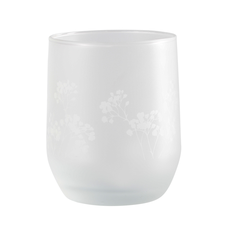 Verre givré décor fleurs 