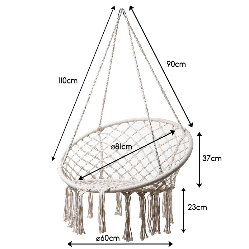 Hamac chaise suspendu macramé 'Seychelles'