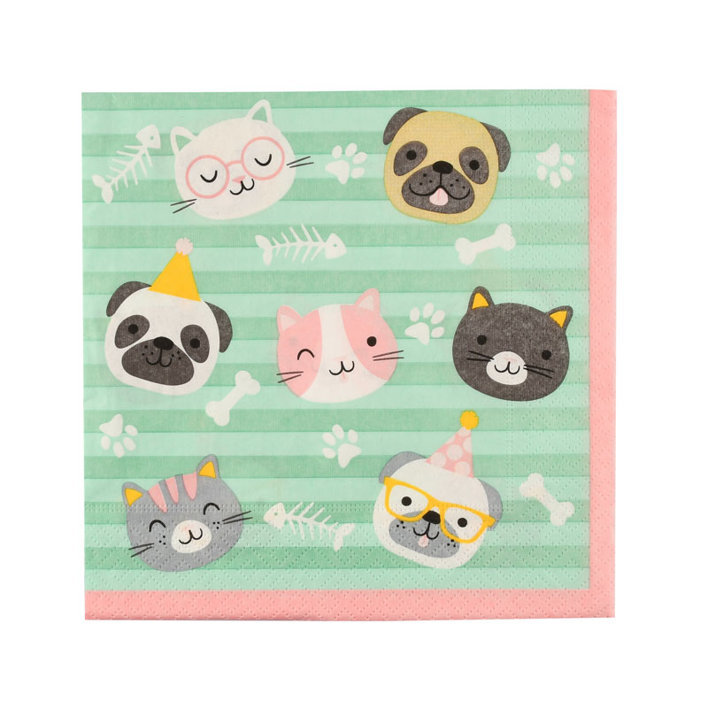 20 serviettes 'Hello pets'