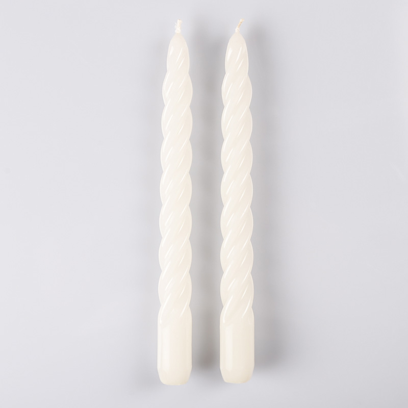  2 bougies torsadées blanches