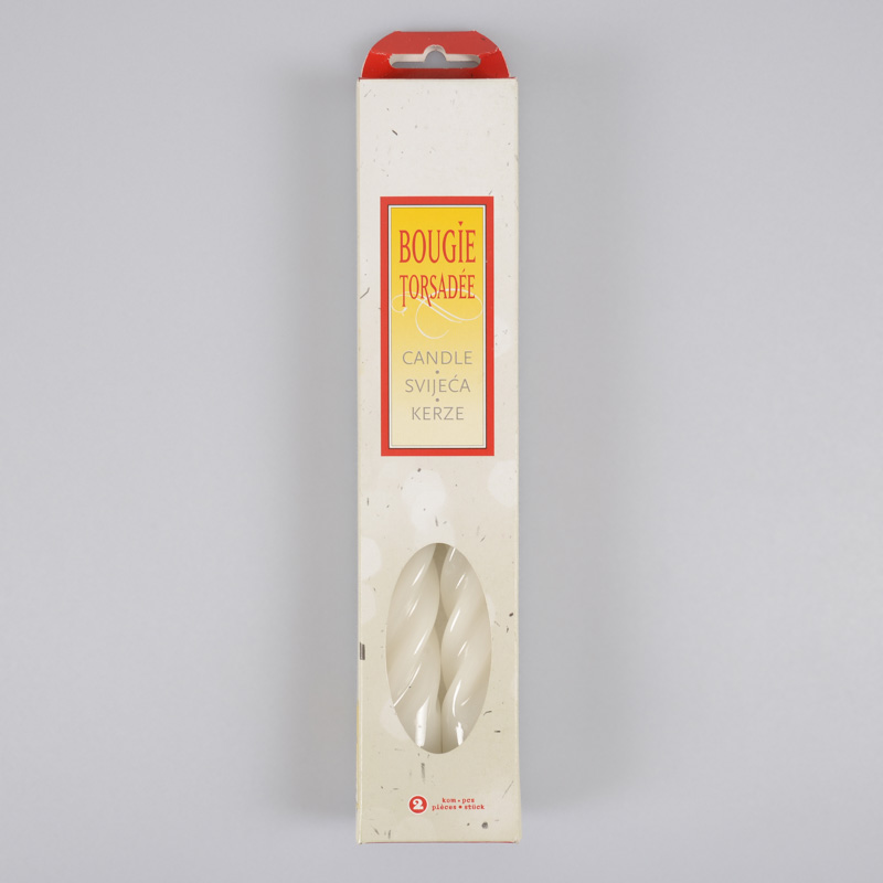  2 bougies torsadées blanches