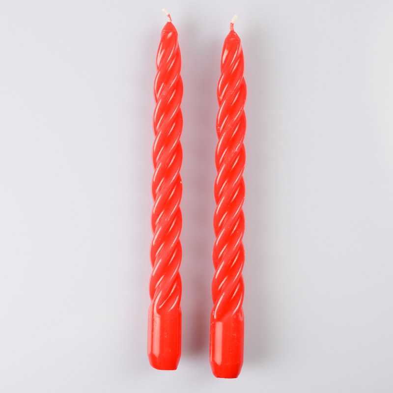  2 bougies torsadées rouges