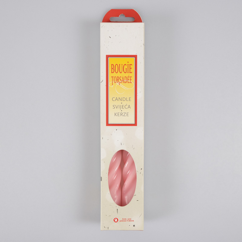  2 bougies torsadées roses