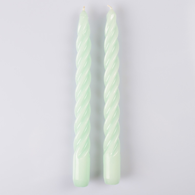  2 bougies torsadées vert clair