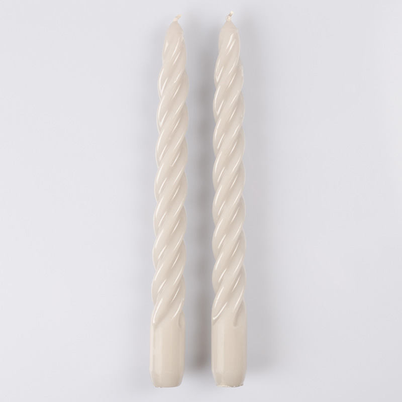  2 Bougies torsadées gris clair