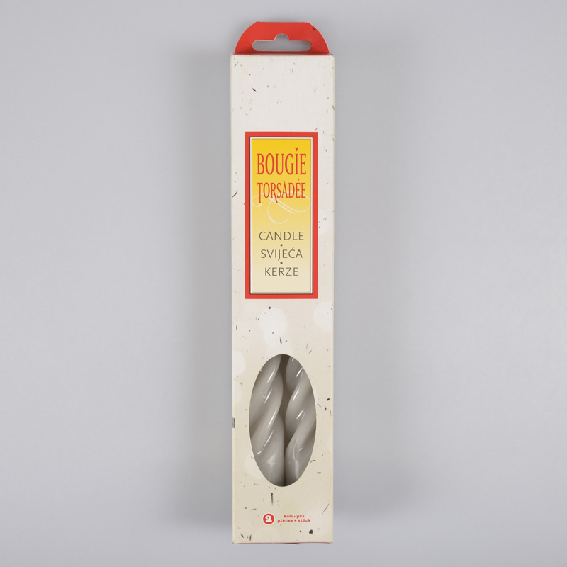  2 Bougies torsadées gris clair