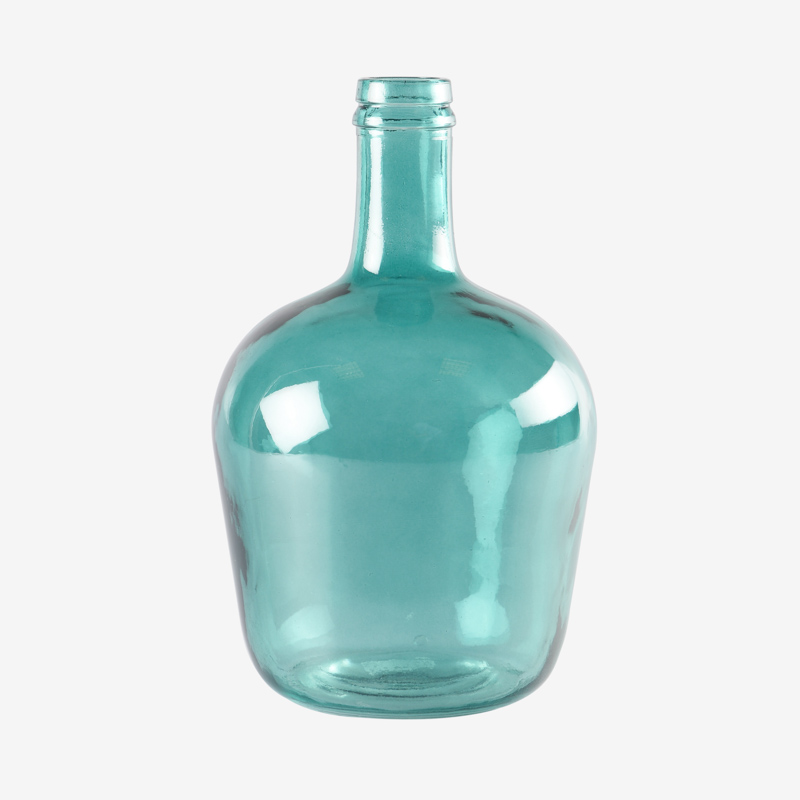 Vase 'Dame Jeanne' bleu canard 4L bleu canard en verre - L'Incroyable
