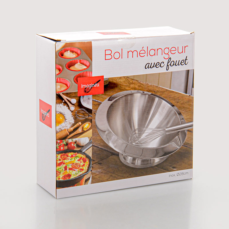 Set bol mélangeur et fouet en inox