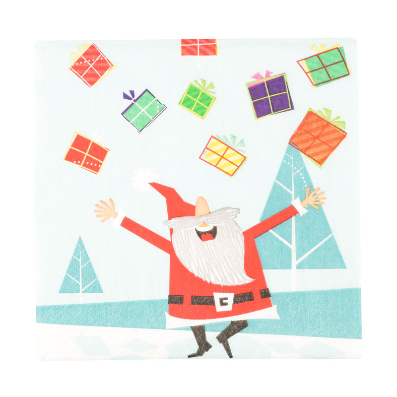 20 serviettes 'Père Noël jongleur'