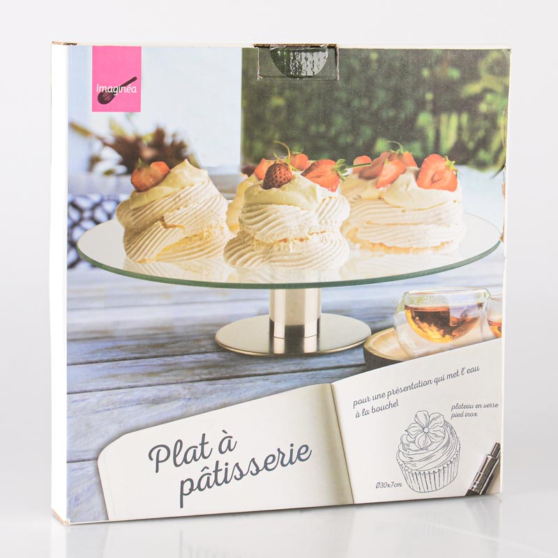 Plat en verre à pâtisserie sur pied