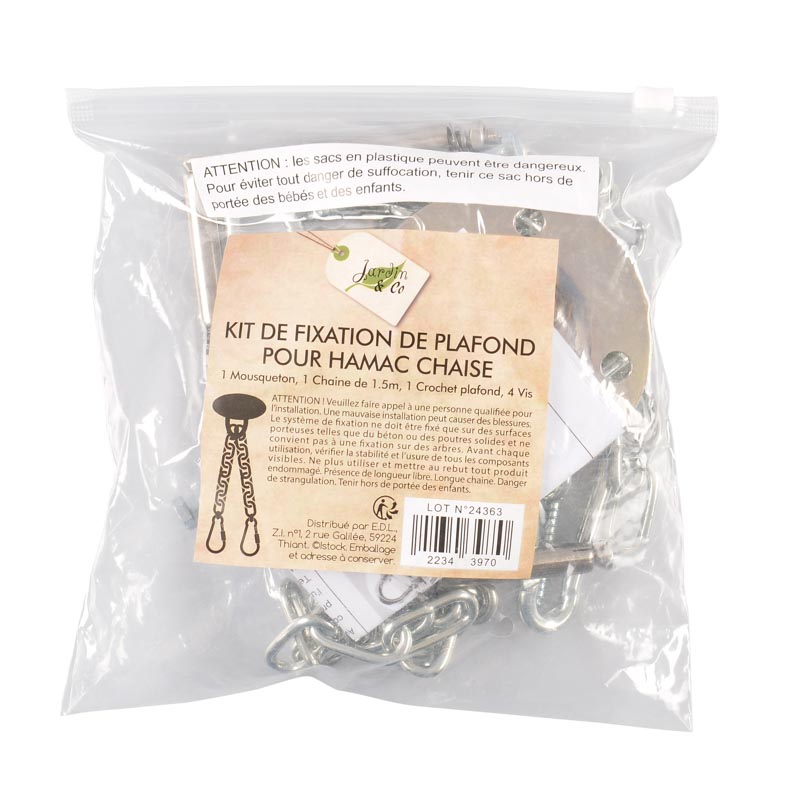 Kit fixation de plafond pour hamac siège