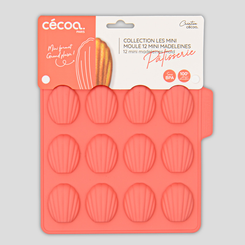 Mini moules mini madeleines couleur corail en silicone - L'Incroyable